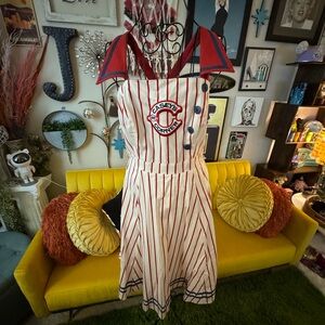 Casey’s Corner Baseball style print Striped Retro Dress, WDW exclusive design